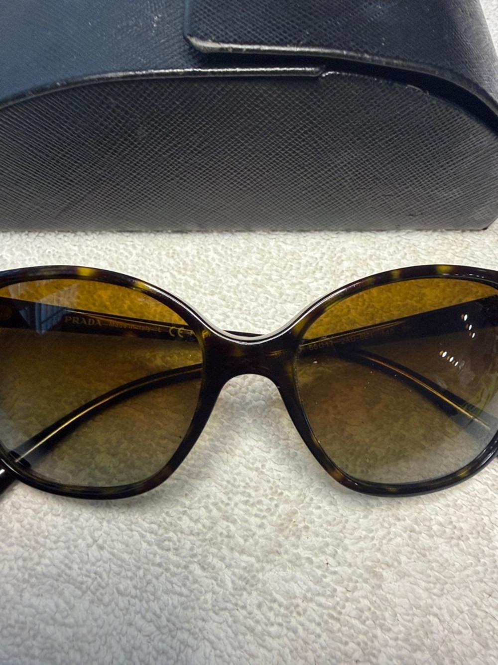 Prada SPR 01O Sunglasses Womens 55-17 Tortoiseshell Polarized Butterfly Italy - Picture 2 of 10